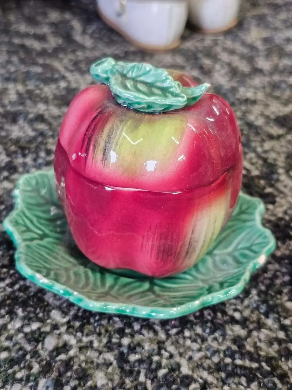 Vintage Ceramic apple Jam Jar with Spoon